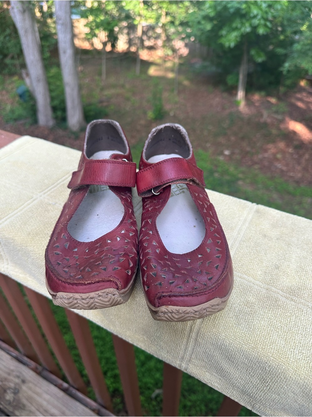 Rieker red leather Mary Jane shoes